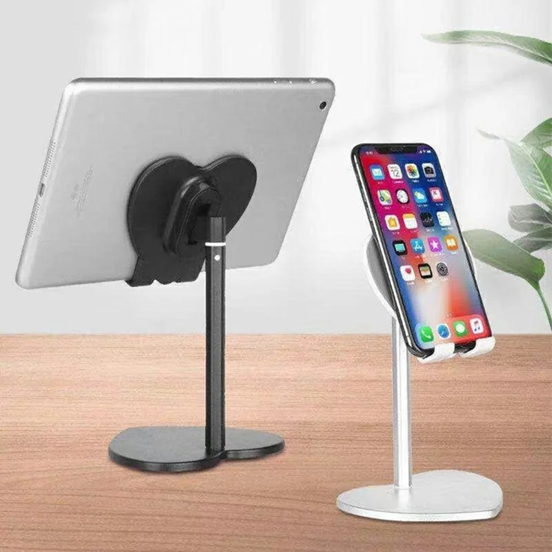 K8 Aluminum Alloy Heart-Shaped Phone Stand Adjustable Angle Foldable Holder for Smartphones / Tablets - White