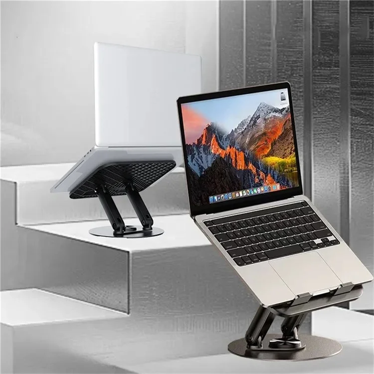 Support de tablette et d'ordinateur portable JMARY MK-85 pivotant et pliable, support de notebook à base réglable en acier au carbone à double axe