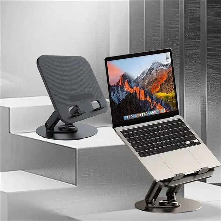 Support de tablette et d'ordinateur portable JMARY MK-85 pivotant et pliable, support de notebook à base réglable en acier au carbone à double axe