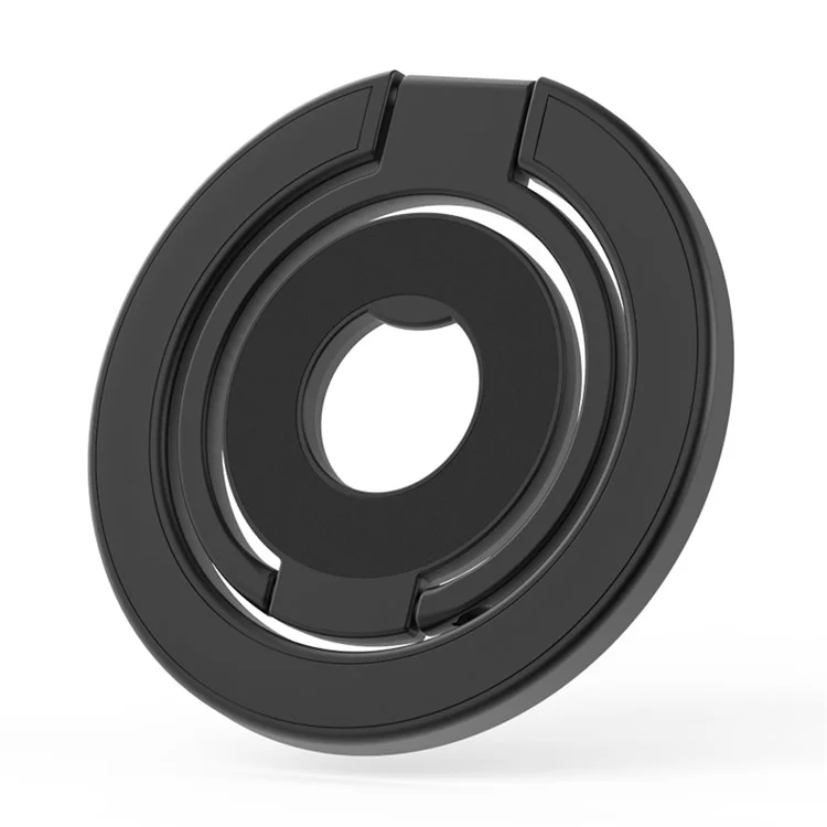 Compatible avec MagSafe - Support magnétique pliable avec anneau métallique et angle ajustable pour téléphone - Noir