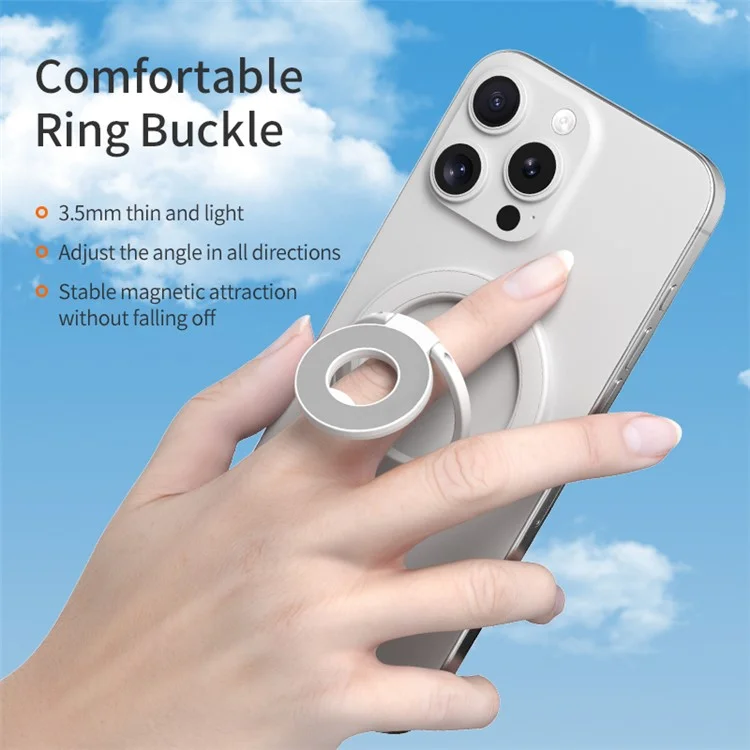 Compatible avec MagSafe - Support magnétique pliable avec anneau métallique et angle ajustable pour téléphone - Noir