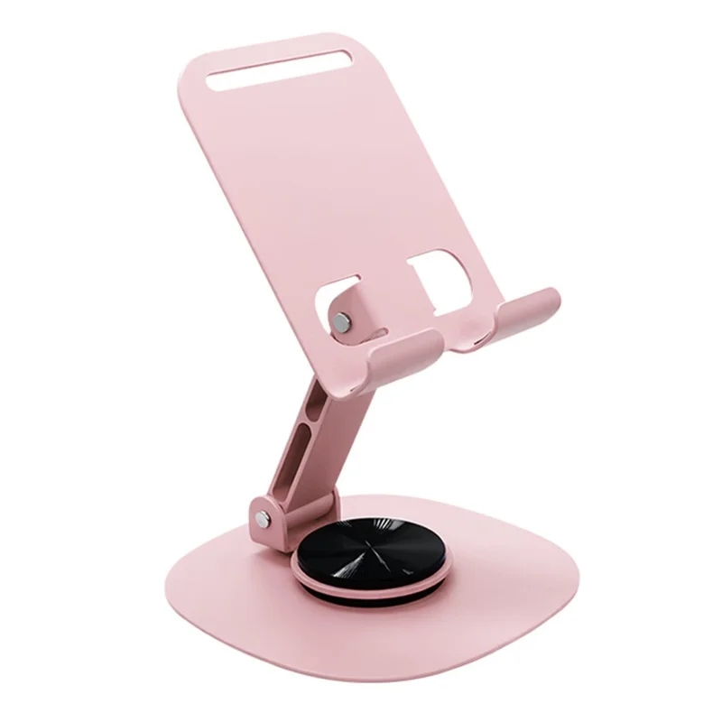 Portable Folding Phone Holder Desktop Stand Carbon Steel 360 Degree Rotation Tablet Bracket - Pink