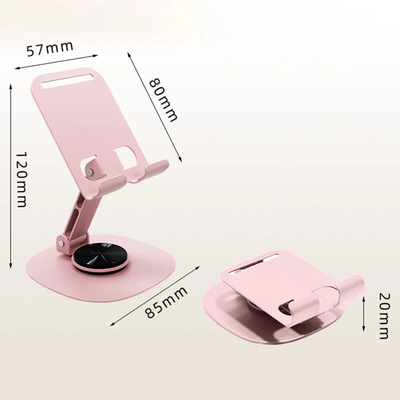 Portable Folding Phone Holder Desktop Stand Carbon Steel 360 Degree Rotation Tablet Bracket - Pink