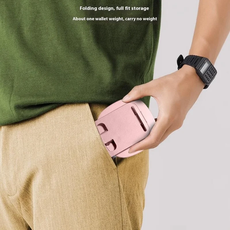 Portable Folding Phone Holder Desktop Stand Carbon Steel 360 Degree Rotation Tablet Bracket - Pink