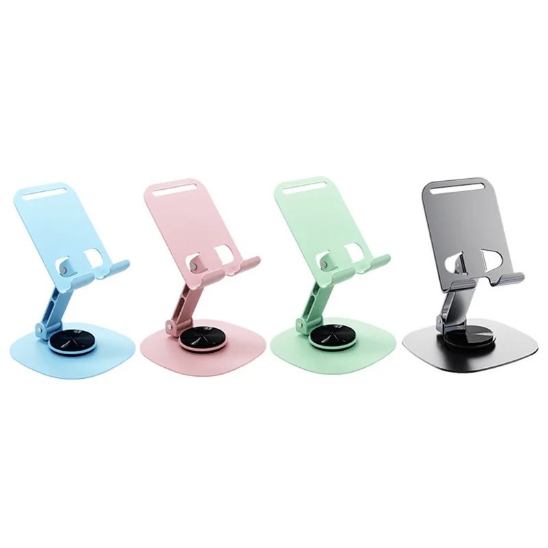 Portable Folding Phone Holder Desktop Stand Carbon Steel 360 Degree Rotation Tablet Bracket - Pink