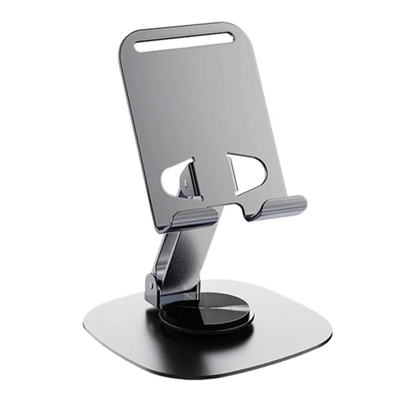 Portable Folding Phone Holder Desktop Stand Carbon Steel 360 Degree Rotation Tablet Bracket - Grey