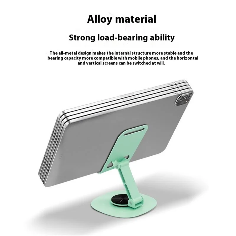 Portable Folding Phone Holder Desktop Stand Carbon Steel 360 Degree Rotation Tablet Bracket - Green