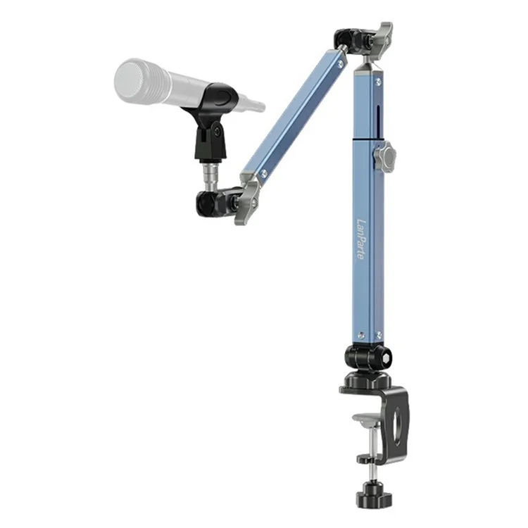 LANPARTE B-DMS-01 Clip On Heavy Duty Microphone Holder Three Sections Adjustable Boom Arm Stand - Blue