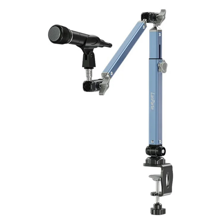 LANPARTE B-DMS-01 Clip On Heavy Duty Microphone Holder Three Sections Adjustable Boom Arm Stand - Blue