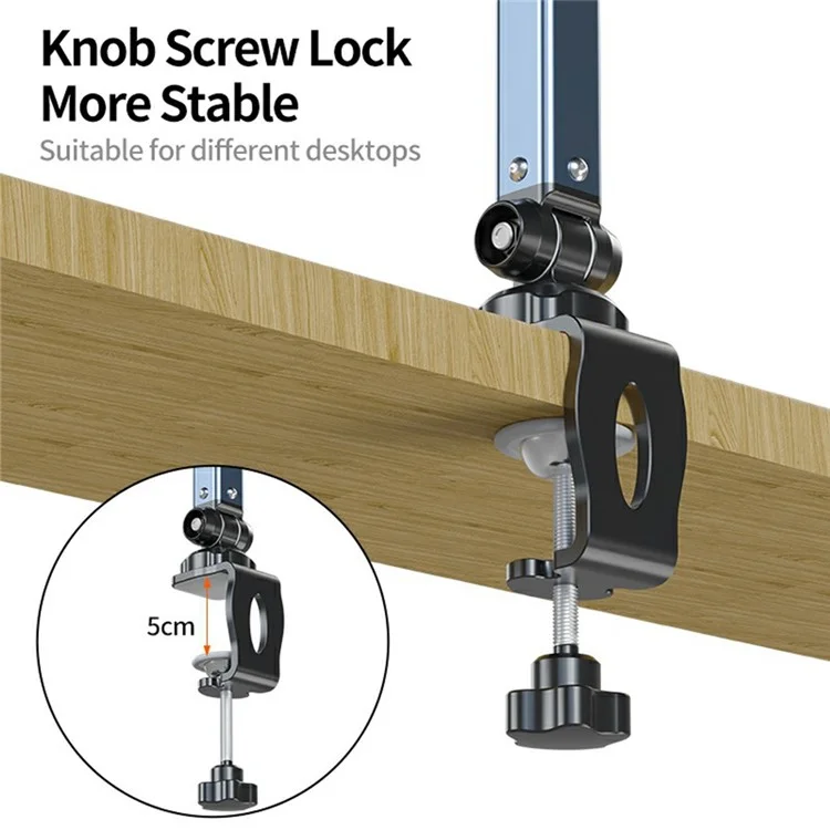 LANPARTE B-DMS-01 Clip On Heavy Duty Microphone Holder Three Sections Adjustable Boom Arm Stand - Blue