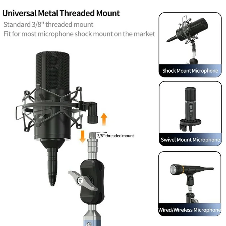 LANPARTE DMS-02 Three Sections Adjustable Heavy Duty Microphone Boom Arm Stand with Suction Cups - Blue