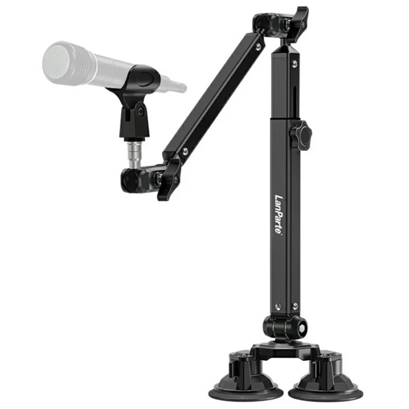 LANPARTE DMS-02 Three Sections Adjustable Heavy Duty Microphone Boom Arm Stand with Suction Cups - Black