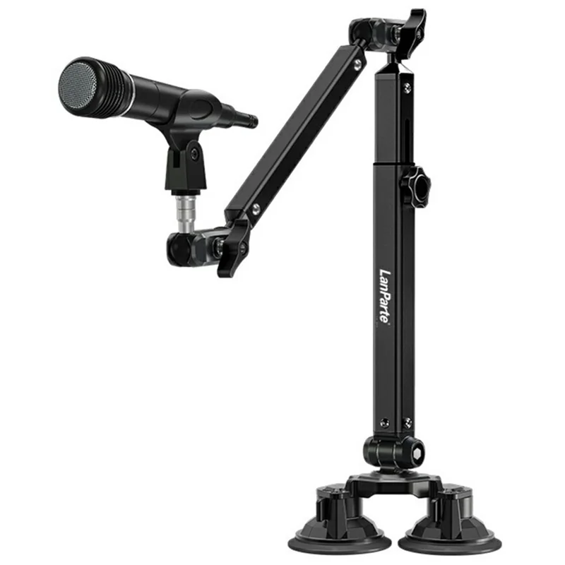LANPARTE DMS-02 Three Sections Adjustable Heavy Duty Microphone Boom Arm Stand with Suction Cups - Black
