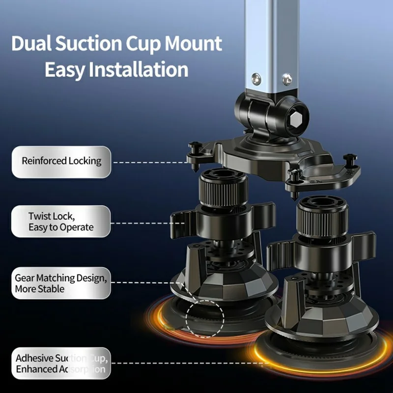 LANPARTE DMS-02 Three Sections Adjustable Heavy Duty Microphone Boom Arm Stand with Suction Cups - Black