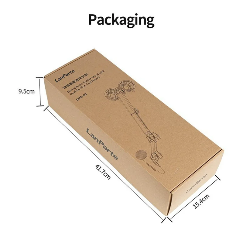 LANPARTE DMS-02 Three Sections Adjustable Heavy Duty Microphone Boom Arm Stand with Suction Cups - Black