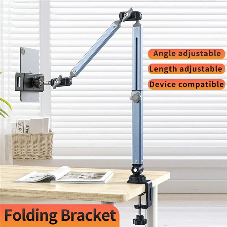 LANPARTE LS-T01 Supporto da Tavolo Meccanico Rotante Pieghevole con Clip per Telefoni e Tablet da 4 a 12,9 Pollici