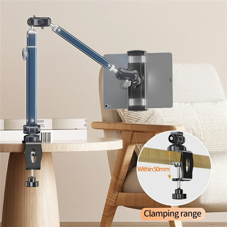 LANPARTE LS-T01 Supporto da Tavolo Meccanico Rotante Pieghevole con Clip per Telefoni e Tablet da 4 a 12,9 Pollici
