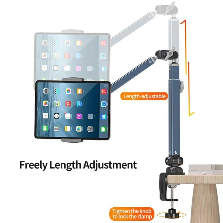 LANPARTE LS-T01 Supporto da Tavolo Meccanico Rotante Pieghevole con Clip per Telefoni e Tablet da 4 a 12,9 Pollici