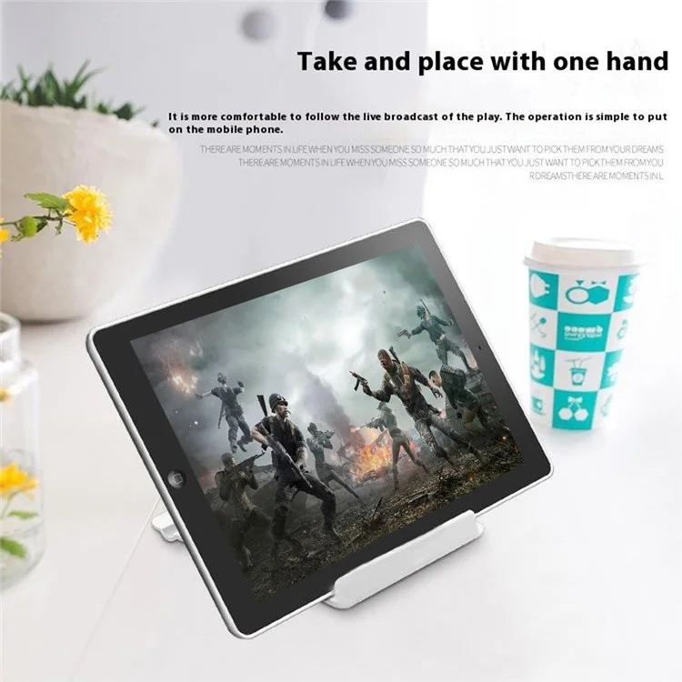 HSZJ0001 Adjustable Angle Plastic Portable Foldable Desktop Stand for Smartphones Tablets - Black