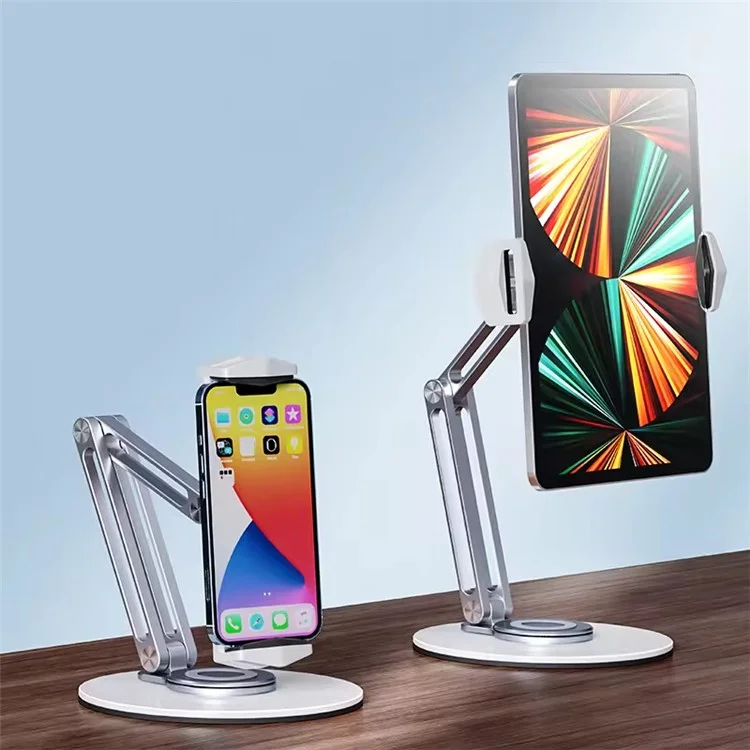BONERUY L07 For Phone Tablet Desktop Stand 360 Degree Rotation Foldable Aluminum Alloy Lazy Holder - White
