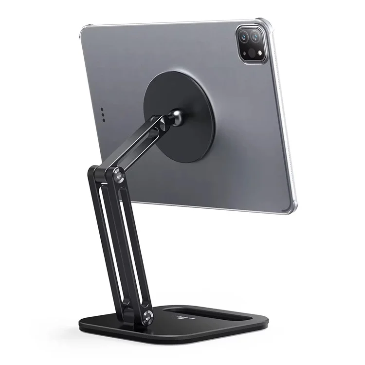 BONERUY C47 Magnetic Tablet Stand Dual Arm Foldable Aluminum Alloy Desktop Mount Holder - Black