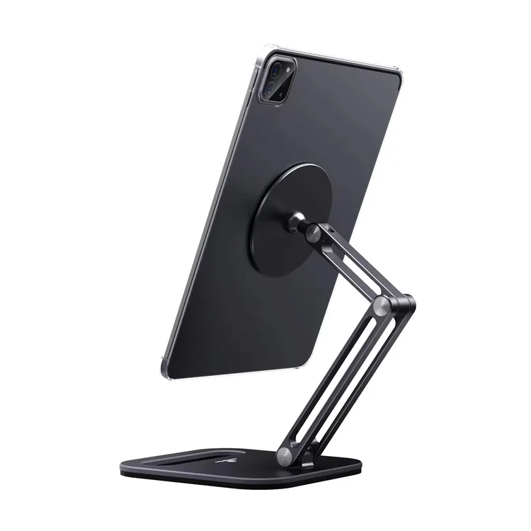BONERUY C47 Magnetic Tablet Stand Dual Arm Foldable Aluminum Alloy Desktop Mount Holder - Black