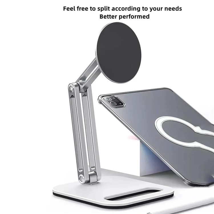 BONERUY C47 Magnetic Tablet Stand Dual Arm Foldable Aluminum Alloy Desktop Mount Holder - Black
