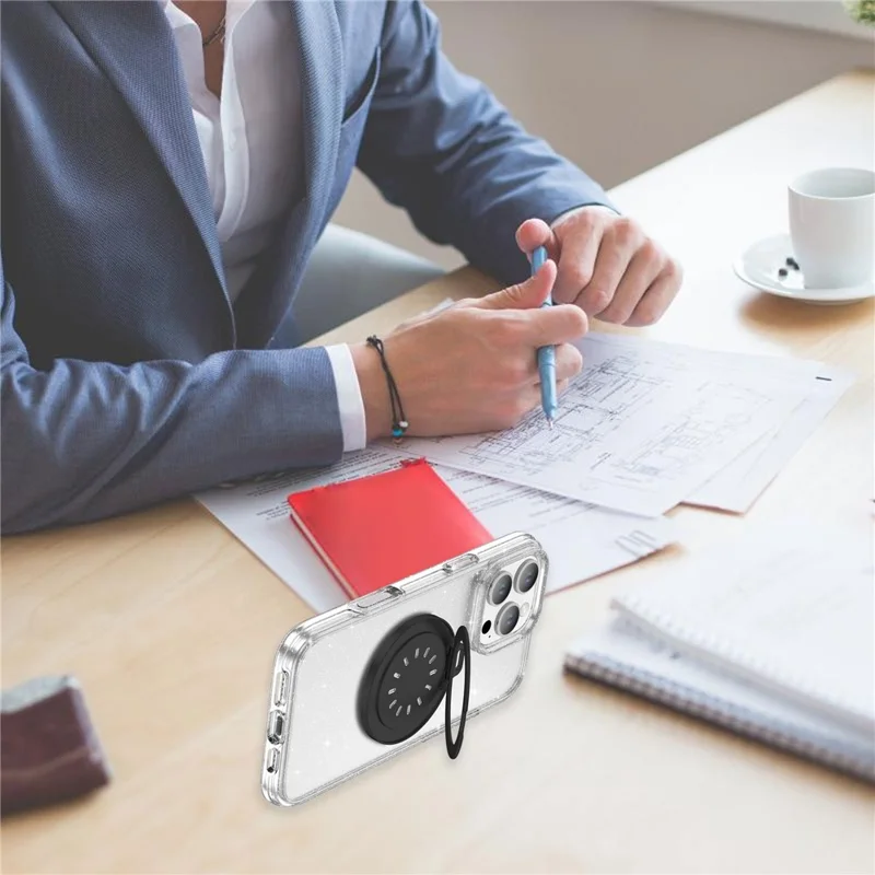 Aluminum Phone Stand with Aroma Diffuser and Mirror - Black