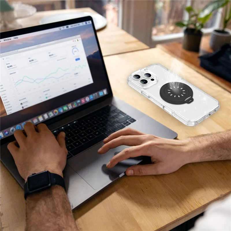 Aluminum Phone Stand with Aroma Diffuser and Mirror - Black