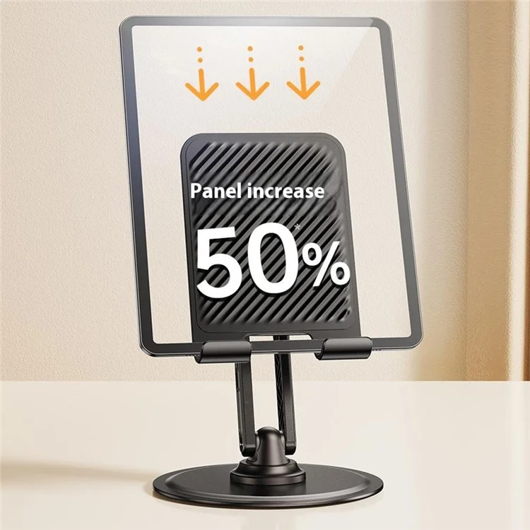 JOPREE X88plus Portable Folding Stand 360 Degree Rotating Desktop Holder for Phones Tablets Up to 16 Inch - Black