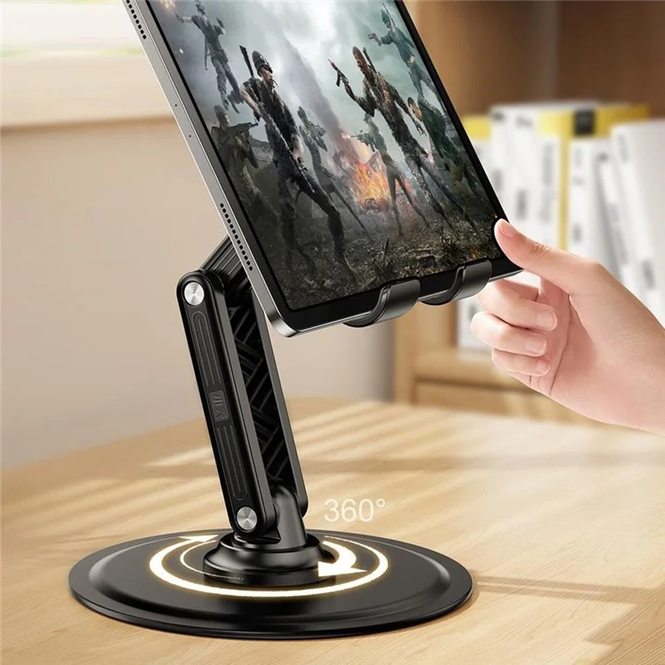 JOPREE X88plus Portable Folding Stand 360 Degree Rotating Desktop Holder for Phones Tablets Up to 16 Inch - Black