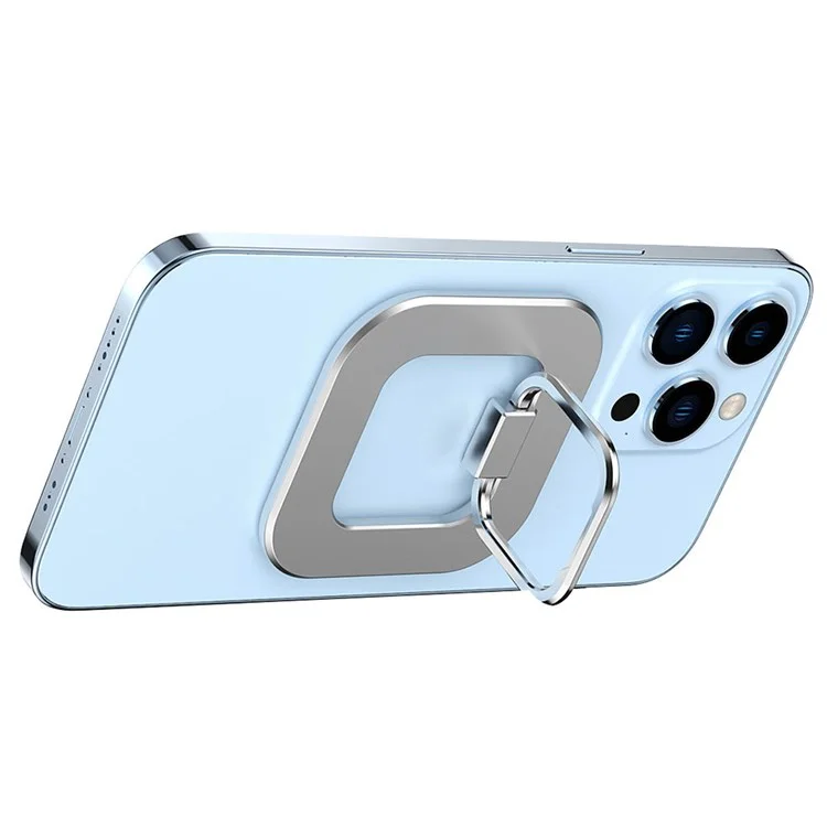 Magnetic Desktop Phone Mount Cell Phone Ring Finger Kickstand Compatible with MagSafe for iPhone 12 13 - Silver