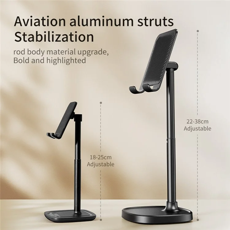 JOPREE X66plus Support de tablette de bureau réglable en hauteur ABS + Support de téléphone en alliage d'aluminium - Noir