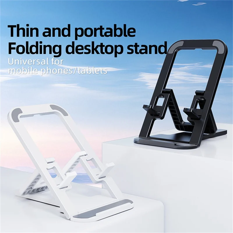 Foldable Phone Stand Card-Style ABS Adjustable 4 Angles Desktop Cellphone Holder - Blue