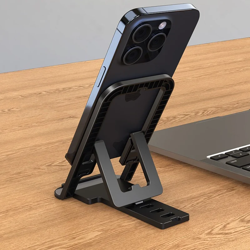 Foldable Phone Stand Card-Style ABS Adjustable 4 Angles Desktop Cellphone Holder - Blue
