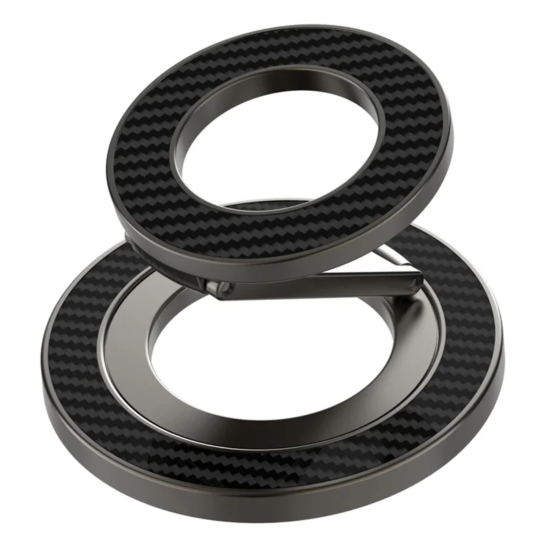 Compatible avec MagSafe Support pliable en métal Texture en fibre de carbone Support magnétique double face - Noir