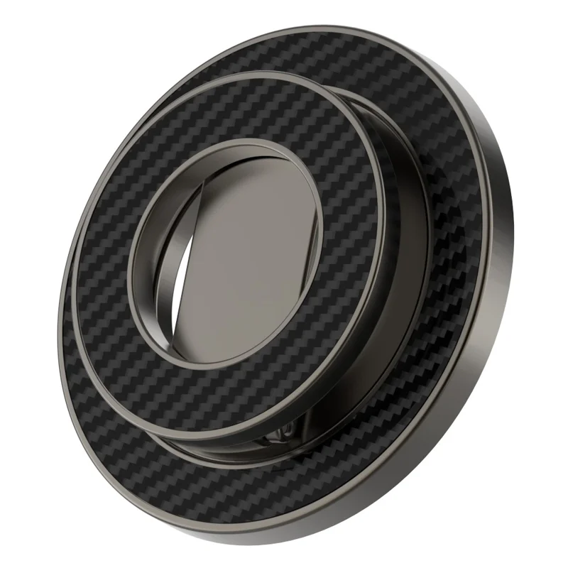 Compatible avec MagSafe Support pliable en métal Texture en fibre de carbone Support magnétique double face - Noir