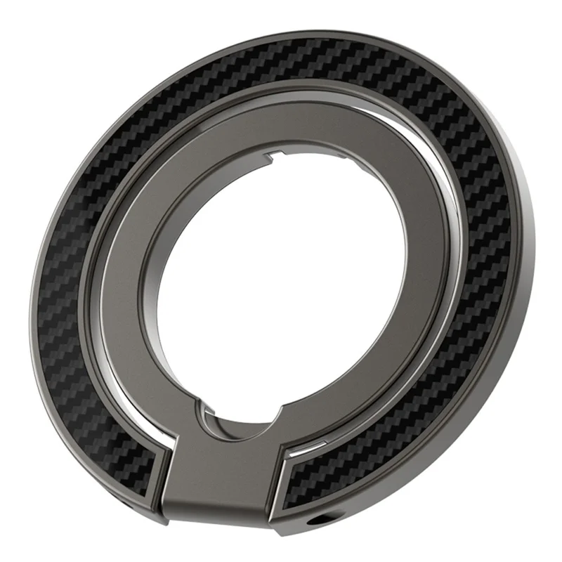 Doppelachsiger Handyring-Ständer aus Karbon-Optik, faltbar, magnetisch, mit Mehrwinkel-Halterung - Schwarz