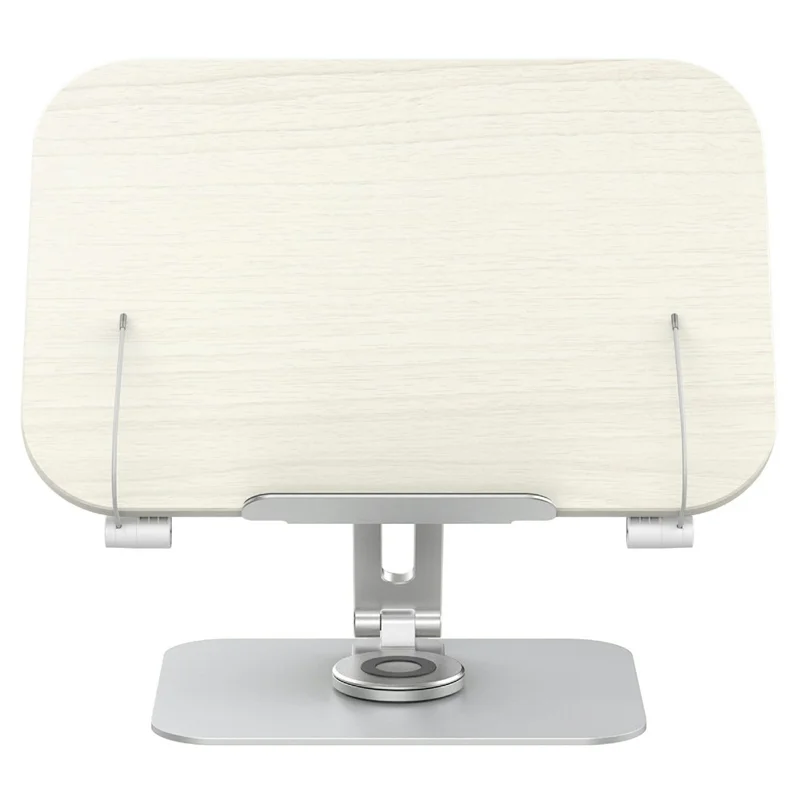 Suporte de Leitura Multifuncional R31 de Metal + Madeira para Livro, Tablet e Laptop - Ajustável, Rotação 360°, Branco