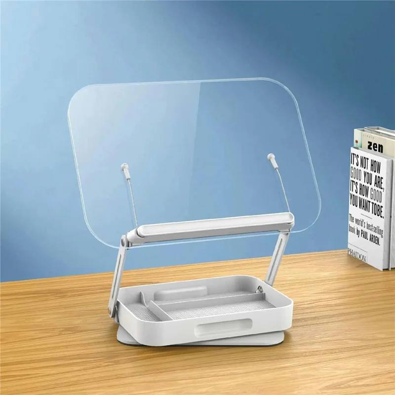 Support R22H réglable et pivotant pour ordinateur portable, tablette et livre avec boîte de rangement intégrée
