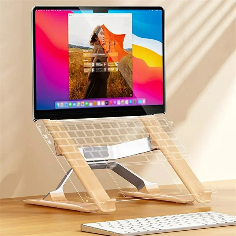 P70W Supporto di raffreddamento in legno massiccio + lega di alluminio per laptop da 14-16 pollici, con altezza regolabile e supporto da scrivania