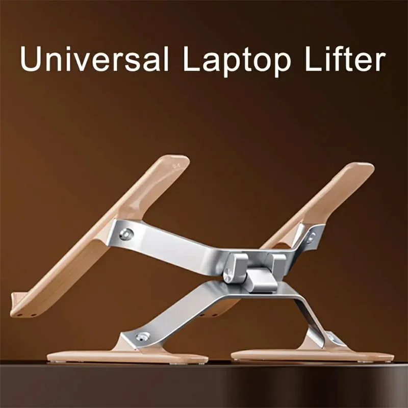 P70W Supporto di raffreddamento in legno massiccio + lega di alluminio per laptop da 14-16 pollici, con altezza regolabile e supporto da scrivania