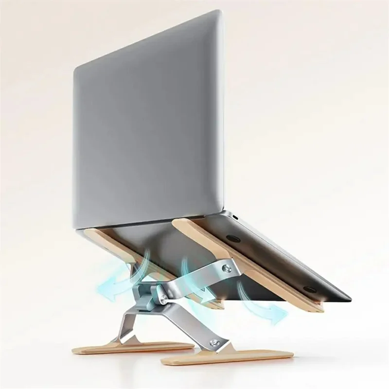 P70W Supporto di raffreddamento in legno massiccio + lega di alluminio per laptop da 14-16 pollici, con altezza regolabile e supporto da scrivania