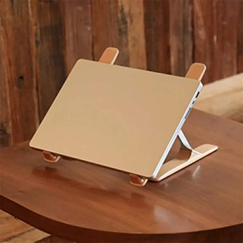P70W Supporto di raffreddamento in legno massiccio + lega di alluminio per laptop da 14-16 pollici, con altezza regolabile e supporto da scrivania