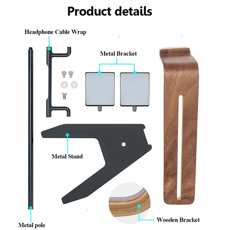 DCR-029 Aluminum alloy + Solid Wood Desktop Organizer for Gaming Controllers Headset Hanger Stand