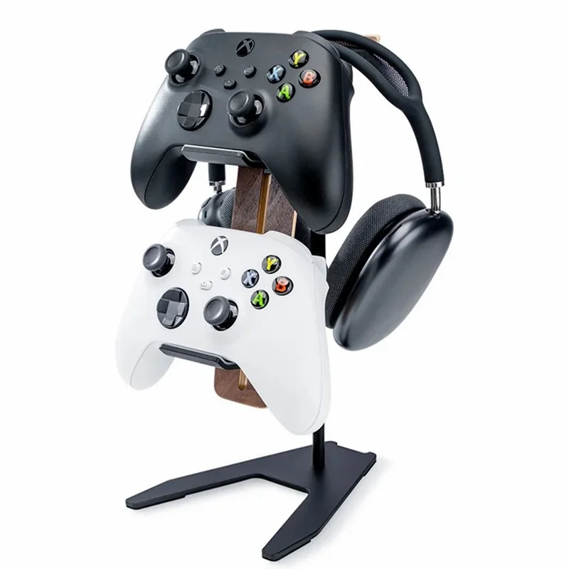 DCR-029 Aluminum alloy + Solid Wood Desktop Organizer for Gaming Controllers Headset Hanger Stand