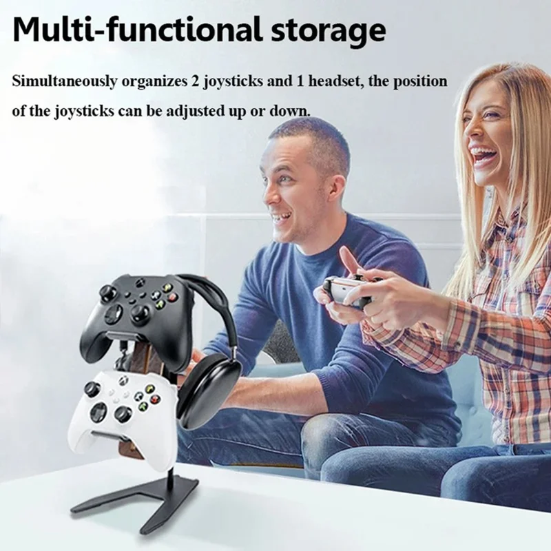 DCR-029 Aluminum alloy + Solid Wood Desktop Organizer for Gaming Controllers Headset Hanger Stand