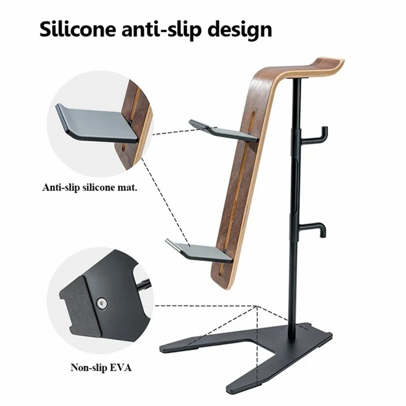 DCR-029 Aluminum alloy + Solid Wood Desktop Organizer for Gaming Controllers Headset Hanger Stand