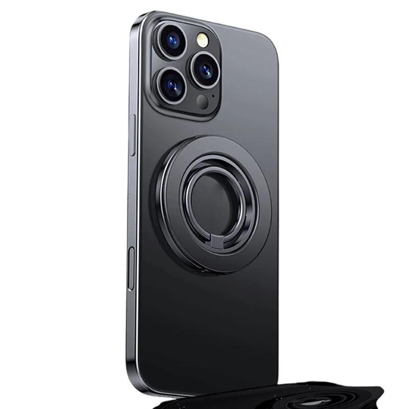 Compatible with MagSafe Magnetic Ring Kickstand 360 Degree Rotation Multifunctional 2 in 1 Phone Holder - Titanium Black