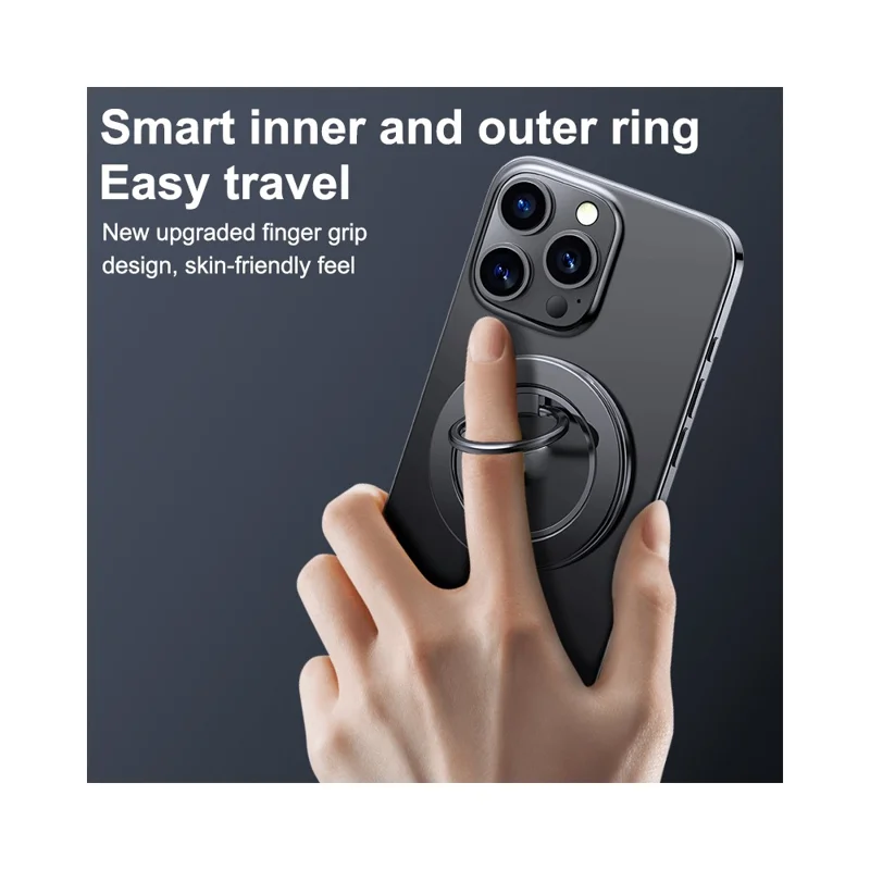 Compatible with MagSafe Magnetic Ring Kickstand 360 Degree Rotation Multifunctional 2 in 1 Phone Holder - Titanium Black